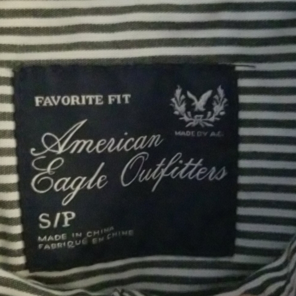 American Eagle S Blue White stripe‎ button up shirt - Picture 8 of 8